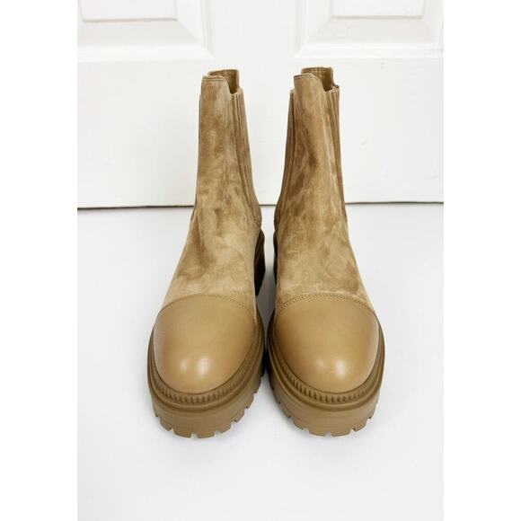 MARC FISHER NATURAL HADRIA SUEDE CAP TOE LUG SOLE BOOT - Picture 2 of 6